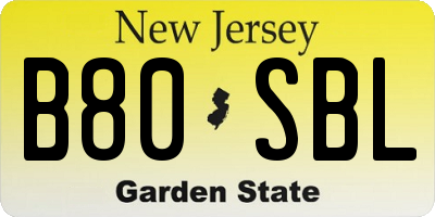NJ license plate B80SBL