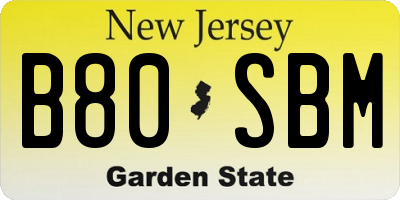 NJ license plate B80SBM