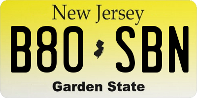 NJ license plate B80SBN