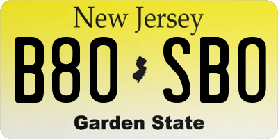NJ license plate B80SBO