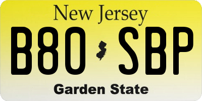 NJ license plate B80SBP