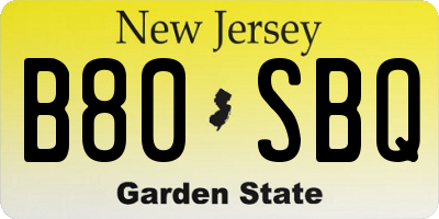 NJ license plate B80SBQ