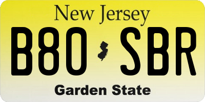 NJ license plate B80SBR