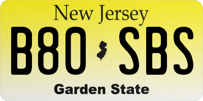 NJ license plate B80SBS