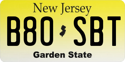 NJ license plate B80SBT