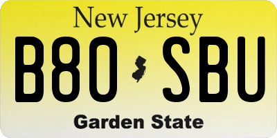NJ license plate B80SBU