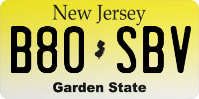 NJ license plate B80SBV