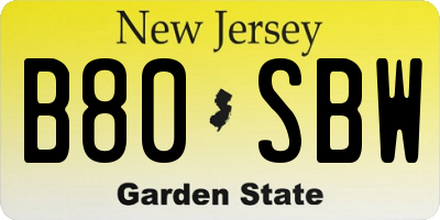 NJ license plate B80SBW