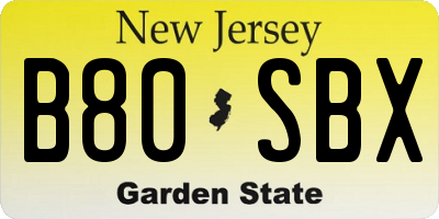 NJ license plate B80SBX