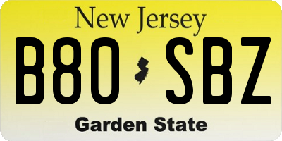 NJ license plate B80SBZ