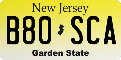 NJ license plate B80SCA
