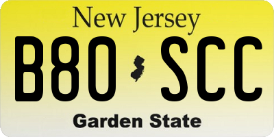 NJ license plate B80SCC