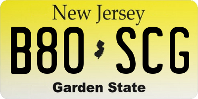 NJ license plate B80SCG