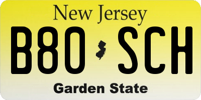 NJ license plate B80SCH