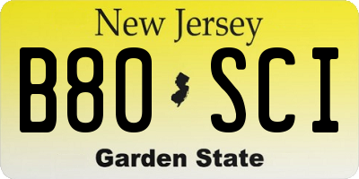 NJ license plate B80SCI