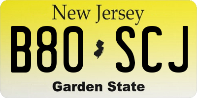 NJ license plate B80SCJ