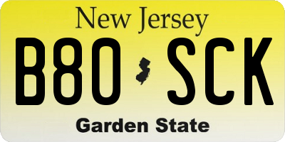 NJ license plate B80SCK