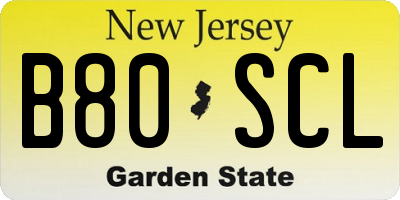 NJ license plate B80SCL