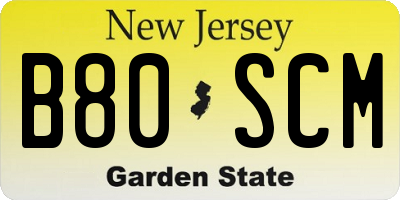 NJ license plate B80SCM