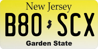 NJ license plate B80SCX