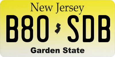 NJ license plate B80SDB