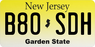 NJ license plate B80SDH
