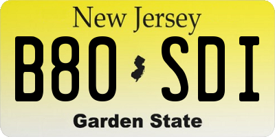 NJ license plate B80SDI