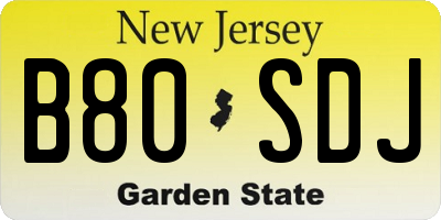 NJ license plate B80SDJ