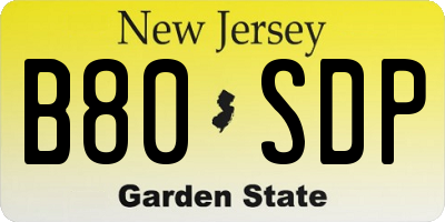 NJ license plate B80SDP
