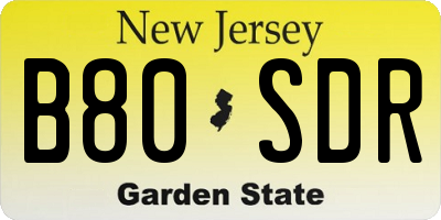 NJ license plate B80SDR