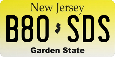 NJ license plate B80SDS