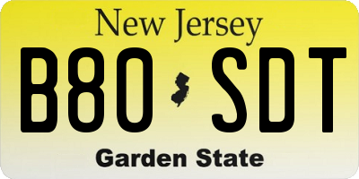 NJ license plate B80SDT