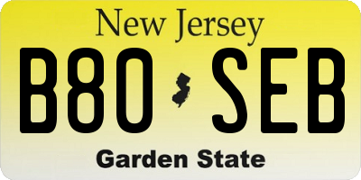 NJ license plate B80SEB