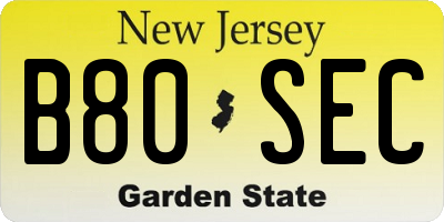 NJ license plate B80SEC