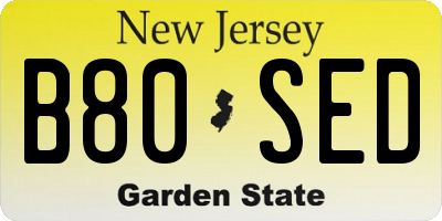 NJ license plate B80SED