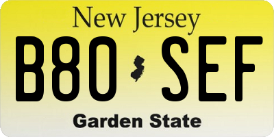 NJ license plate B80SEF