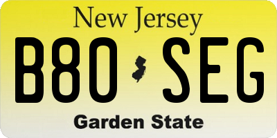 NJ license plate B80SEG