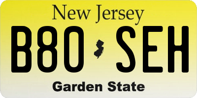 NJ license plate B80SEH