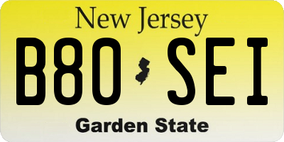 NJ license plate B80SEI