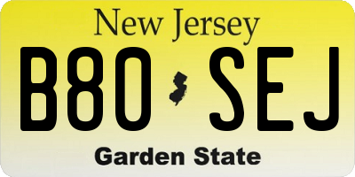NJ license plate B80SEJ
