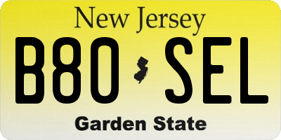 NJ license plate B80SEL