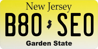 NJ license plate B80SEO