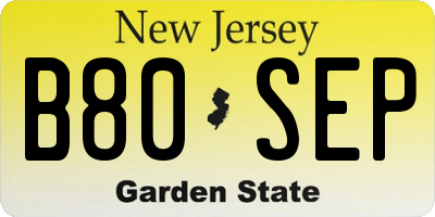 NJ license plate B80SEP