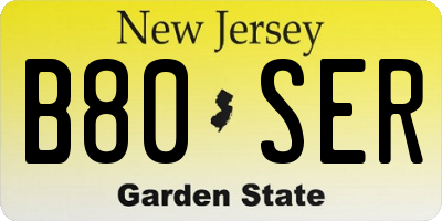 NJ license plate B80SER