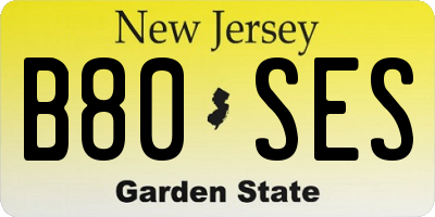 NJ license plate B80SES