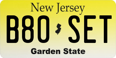 NJ license plate B80SET