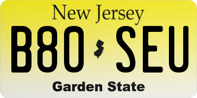 NJ license plate B80SEU