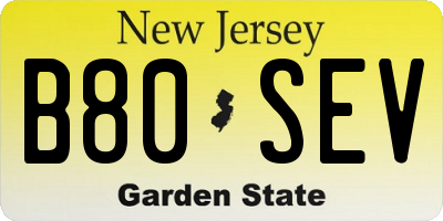 NJ license plate B80SEV