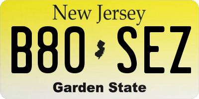 NJ license plate B80SEZ