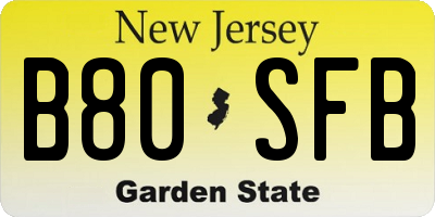 NJ license plate B80SFB